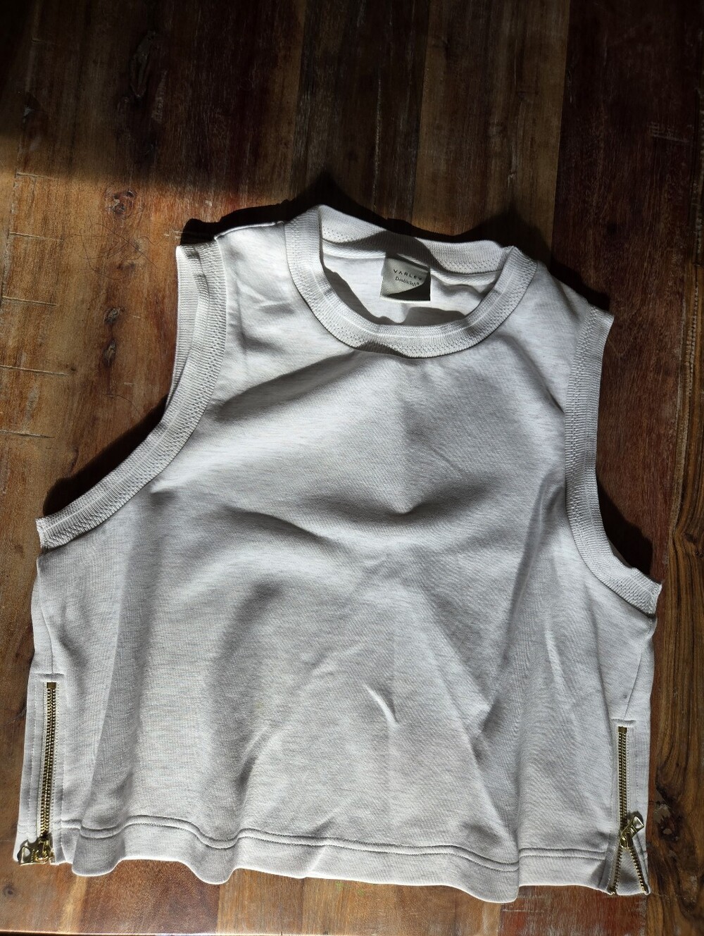 Varley Shea Crop Tank with Gold Zip Accent